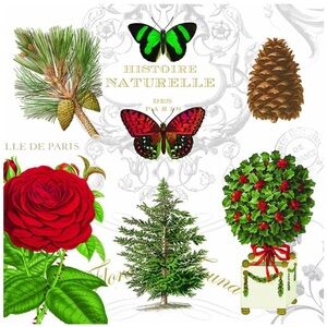 Ppd Two (2) Individual Holiday Flora Luncheon Napkins (3331065)